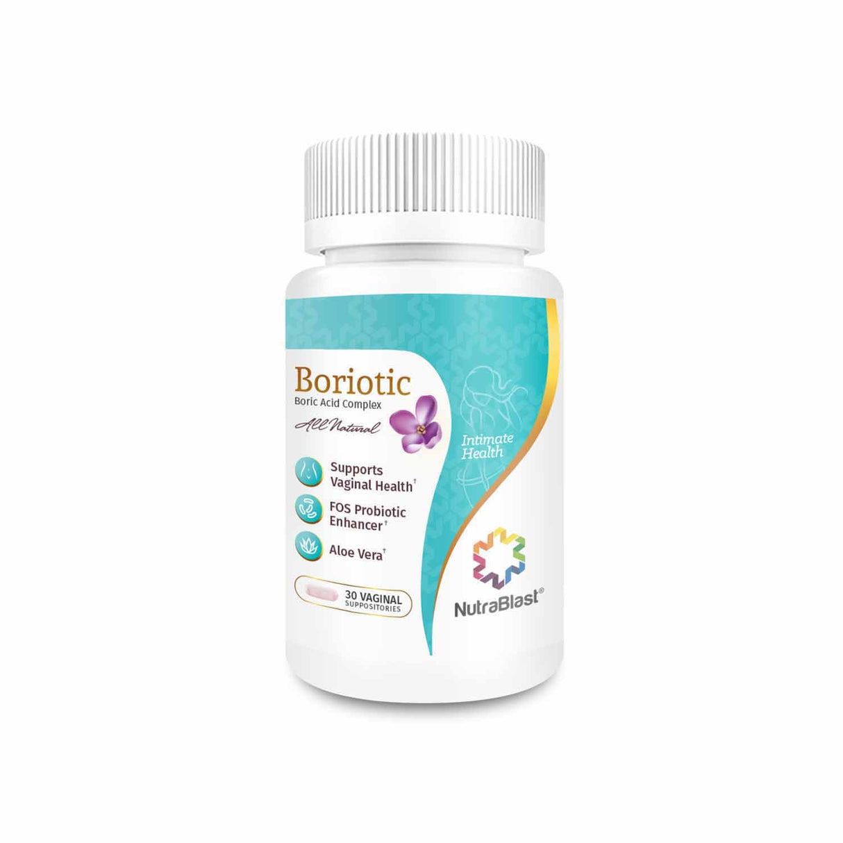NutraBlast Boric Acid Suppositories w/ Aloe Vera & FOS Probiotic