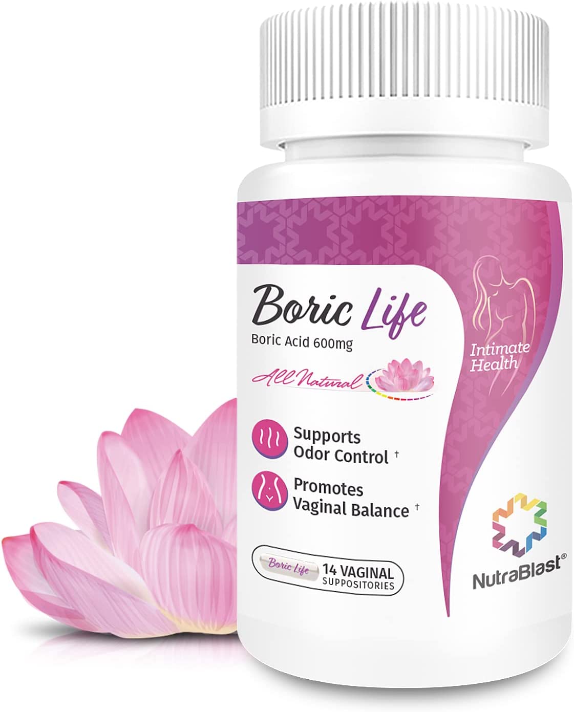 NutraBlast Boric Acid Vaginal Suppositories - Intimate Health Support
