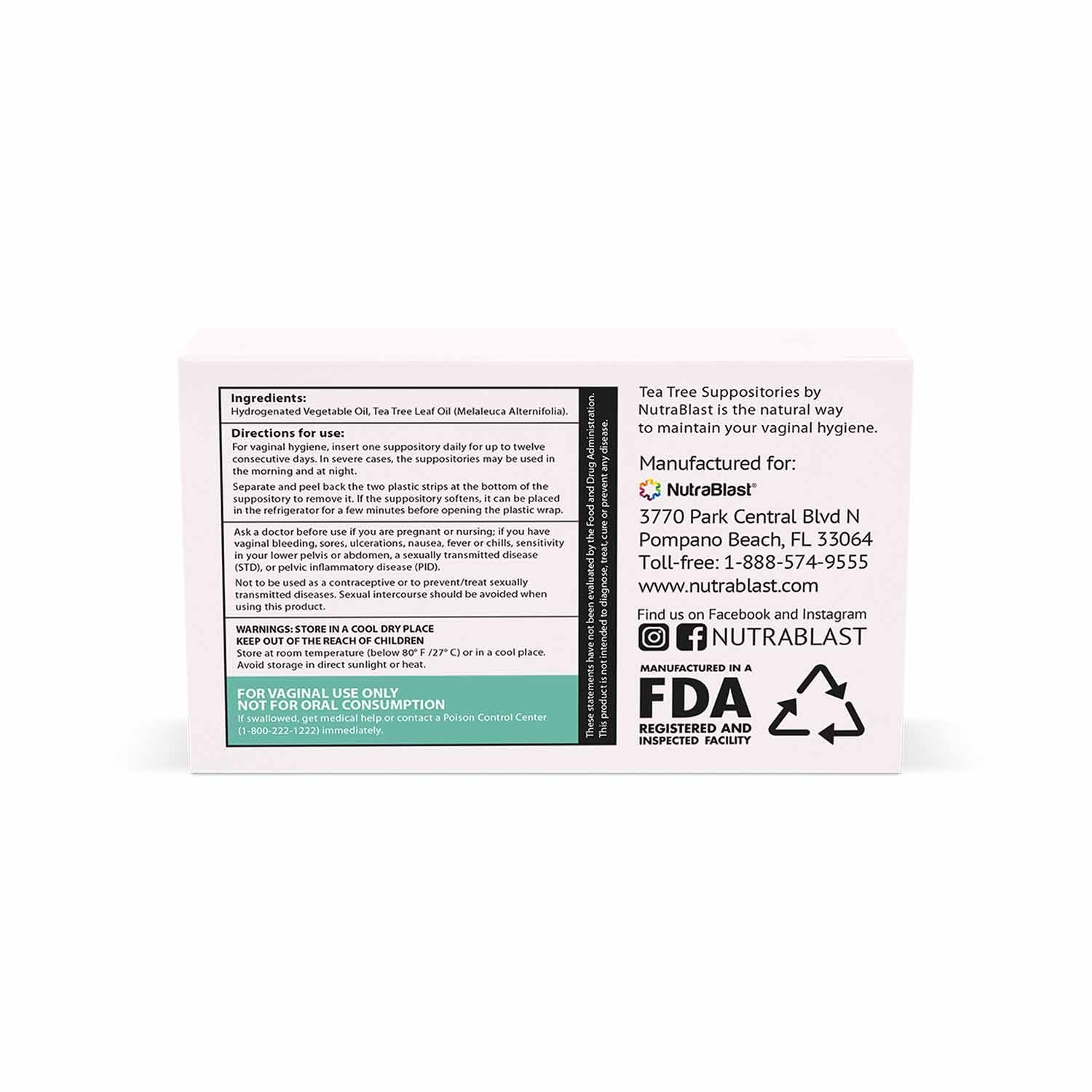 NutraBlast Tea Tree Oil Suppositories (12 Count) All Natural