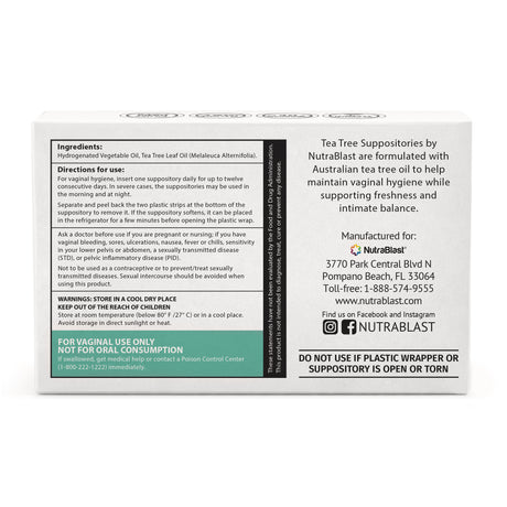NutraBlast Tea Tree Oil Suppositories, 12 Count