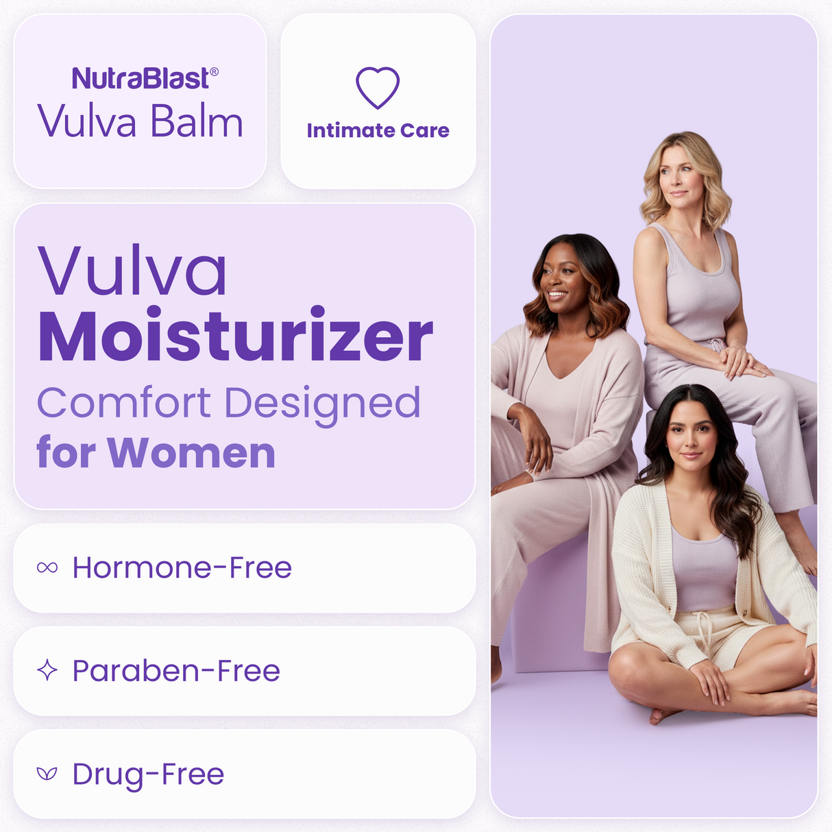 NutraBlast Vulva Balm for Women, Vaginal Cream, 2 fl oz, Dry Skin Comfort